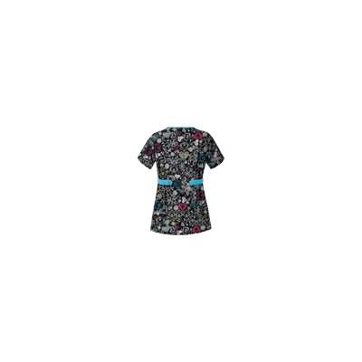 UA Butter-Soft STRETCH Chalked Medley Black Print Scrub Top