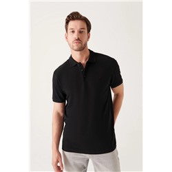 Siyah %100 Pamuk Serin Tutan Polo Yaka T-Shirt
