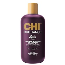 CHI Deep Brilliance Optimum Moisture Shampoo, Made With Olive & Monoi Oil To Hydrate Hair, Sulfate, Paraben, & Cruelty-Free, 12 Oz