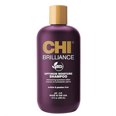 CHI Deep Brilliance Optimum Moisture Shampoo, Made With Olive & Monoi Oil To Hydrate Hair, Sulfate, Paraben, & Cruelty-Free, 12 Oz