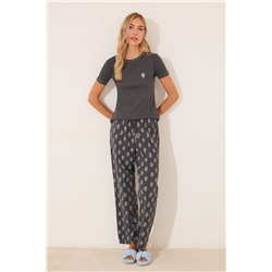 Pijama largo algodón gris paisley