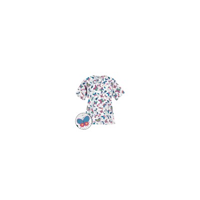 UA Boho Butterfly White Scrub Top