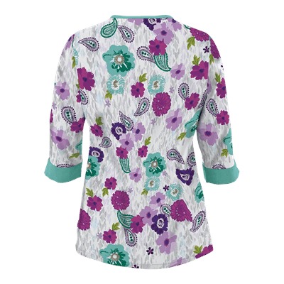 UA Tribal Dance Mint Condition 3/4 Sleeve Mock Wrap Scrub Top