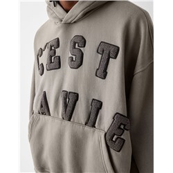 Boxy fit hoodie with patches