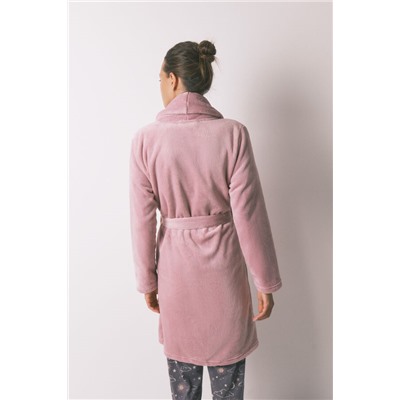 Bata midi polar aterciopelado rosa