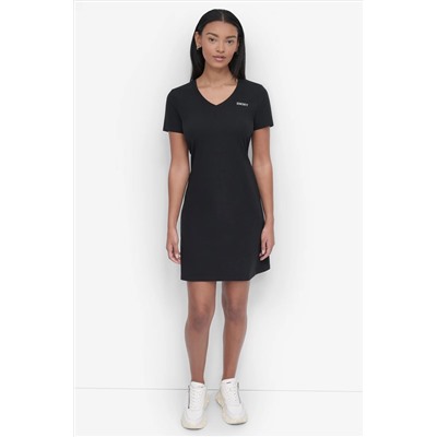 MINI STUD LOGO V-NECK T-SHIRT DRESS