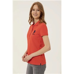 Kadın Kırmızı Basic Polo Yaka Tişört