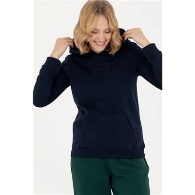Kadın Lacivert Kapüşonlu Basic Sweatshirt