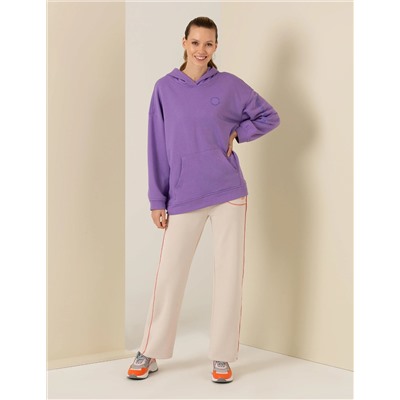Lila Oversize Kapüşonlu Sweatshirt