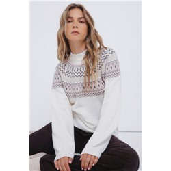 Jersey cenefa jacquard cuello combinado