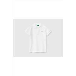 Benetton, United Colors of Benetton Kız Çocuk Beyaz Polo Yaka T-shirt