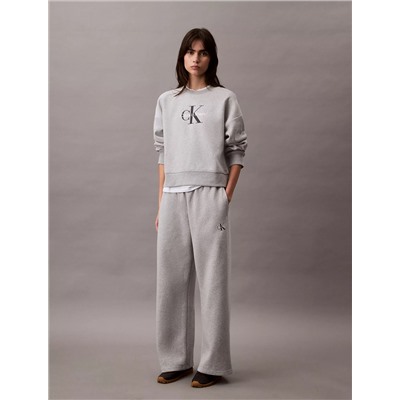 Monogram Logo Fleece Wide Leg Sweatpants