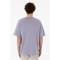 Erkek Oversize Fit Bisiklet Yaka Gri Tişört