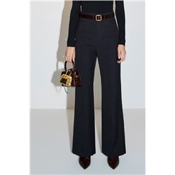 Pantalón palazzo de lana de tiro alto - Negro