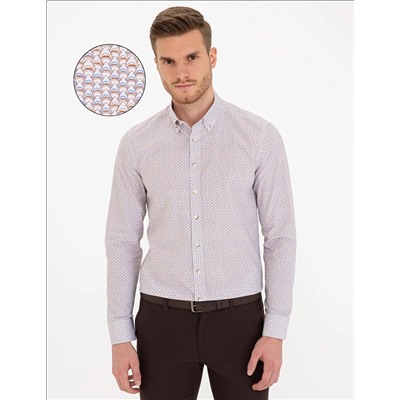 Bej Slim Fit Uzun Kollu Gömlek
