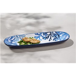 Блюдо, 40х12,5 см, керамика К, белое, овальное, Синие кораллы, Blue Coral, 63290