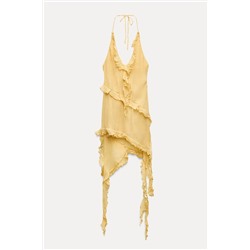 PLEATED ASYMMETRIC DRESS WITH RUFFLES