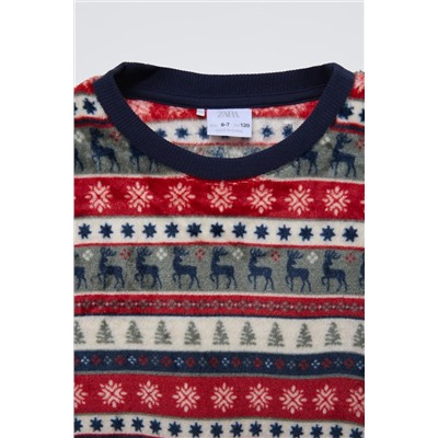 AGES 6-14/ GREEK KEY FLEECE PYJAMAS
