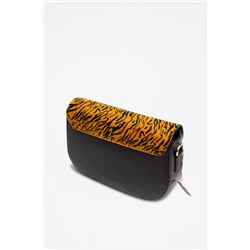 Bandolera de piel Anoia Negro, naranja y azul