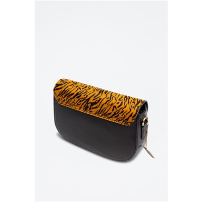 Bandolera de piel Anoia Negro, naranja y azul