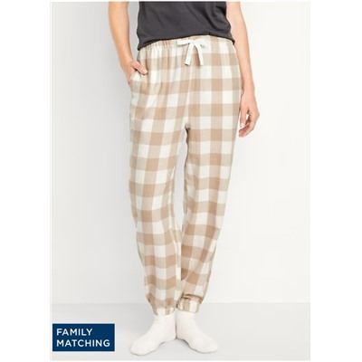 High-Waisted Flannel Pajama Joggers for Women