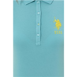 Kadın Turkuaz Basic Polo Yaka Tişört