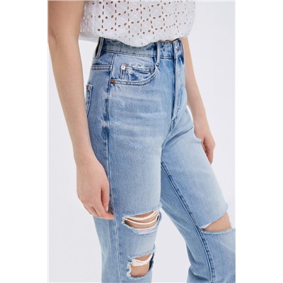 Vaquero slim fit 7/8 de tiro alto Azul claro