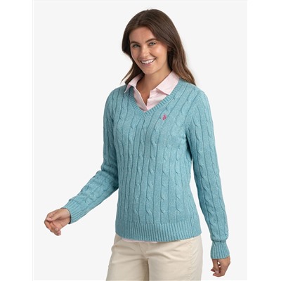 SOFT CABLE V-NECK SWEATER