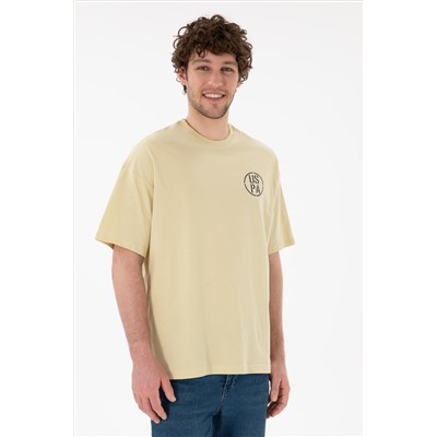 Erkek Oversize Fit Bisiklet Yaka Açık Haki Tişört