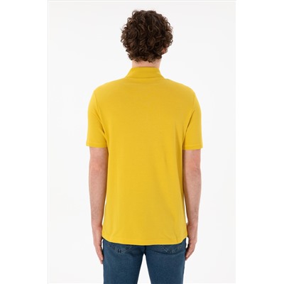 Erkek Regular Fit Polo Yaka Sarı Basic Tişört