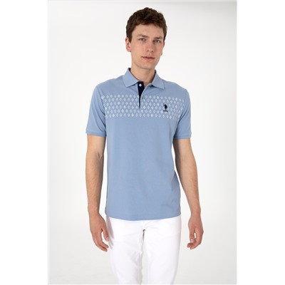 Erkek Regular Fit Polo Yaka Mavi Tişört