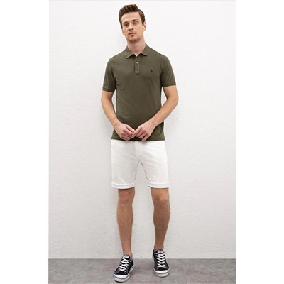 Erkek Koyu Haki Basic Polo Yaka Tişört