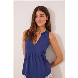 Pijama corto tirantes 100% algodón estampado azul