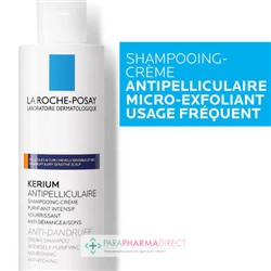 La Roche Posay Kerium Antipelliculaire - Shampooing-Crème - Pellicules Sèches 200ml