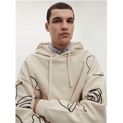 Hoodie aus Strukturjersey mit Stickereidetail