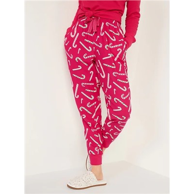 Matching Printed Flannel Jogger Pajama Pants for Women