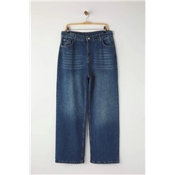 Mavi Yüksek Bel Geniş Paça Denim Büyük Beden Jeans TBBSS24CJ00028