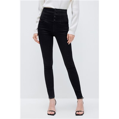 Vaquero skinny fit de tiro alto Negro
