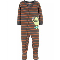 1-Piece Alien Footed Snug Fit Cotton PJs