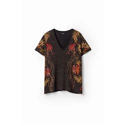 Camiseta cuello pico boho