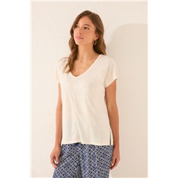 Camiseta sin mangas 100% algodón marfil