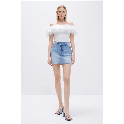 Minifalda de talle alto Azul marino