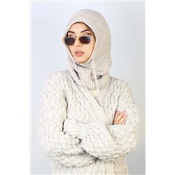 Ritnice Kadın İpli Taş Balaclava Triko Bere / Başlık 1290