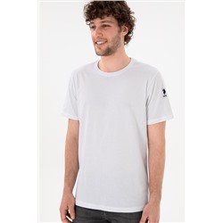 Erkek Regular Fit Bisiklet Yaka Beyaz Basic Tişört