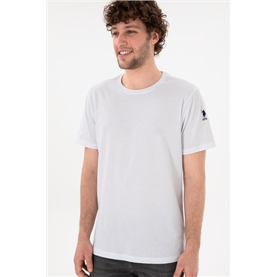 Erkek Regular Fit Bisiklet Yaka Beyaz Basic Tişört