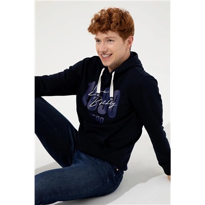 Erkek Lacivert Kapüşonlu Sweatshirt