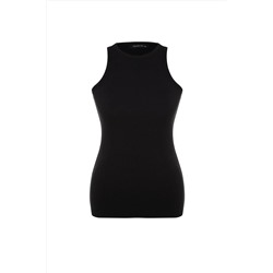 Siyah Halter Yaka Basic Örme Atlet TBBSS23CV00001