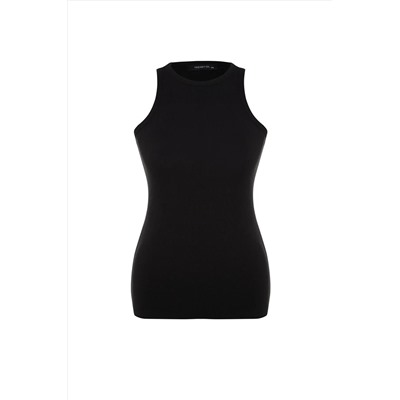 Siyah Halter Yaka Basic Örme Atlet TBBSS23CV00001