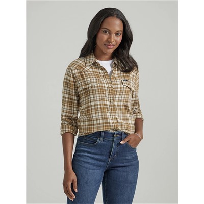 Womens Legendary Western Shirt:Neutral Plaid:M: