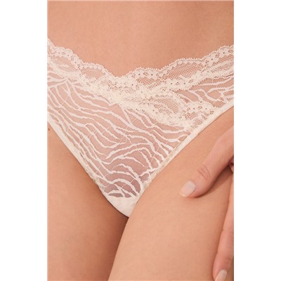 Tanga encaje cebra crema